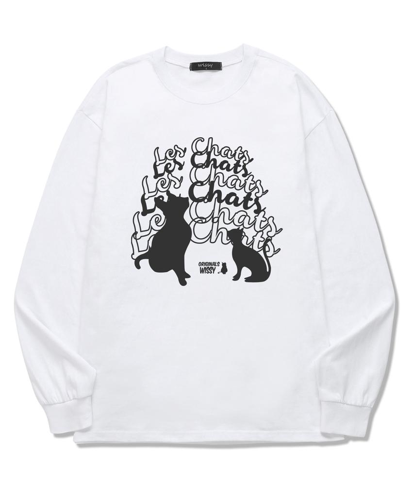 Wissi Cat Chatting Long Sleeve T-Shirt (Wls012) White