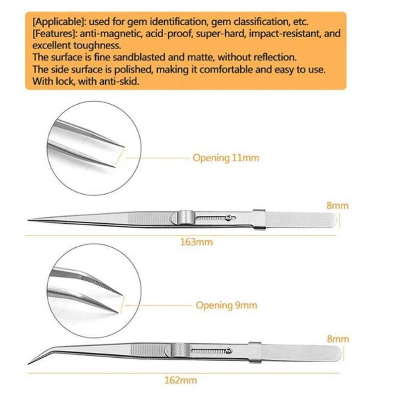 Stainless Steel Precision Tweezers Adjustable Slide Lock Antistatic Jewelry Eyebrow Craft For Electronic Component Repair Tools