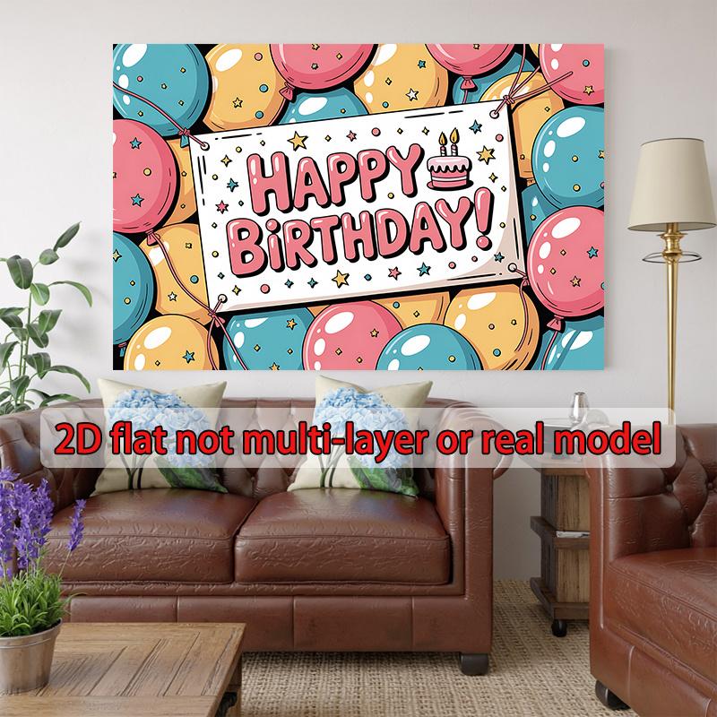 2D flat design, 1 piece packaging, includes a birthday celebration balloon, designed as a photo background decoration.