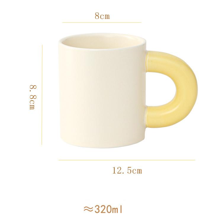 Creative Minimalism Porcelain Mugs Tableware Big Handle Water Cup Coffee Mug Dining Table Afternoon Tea Teacup Fruits Juice Cup