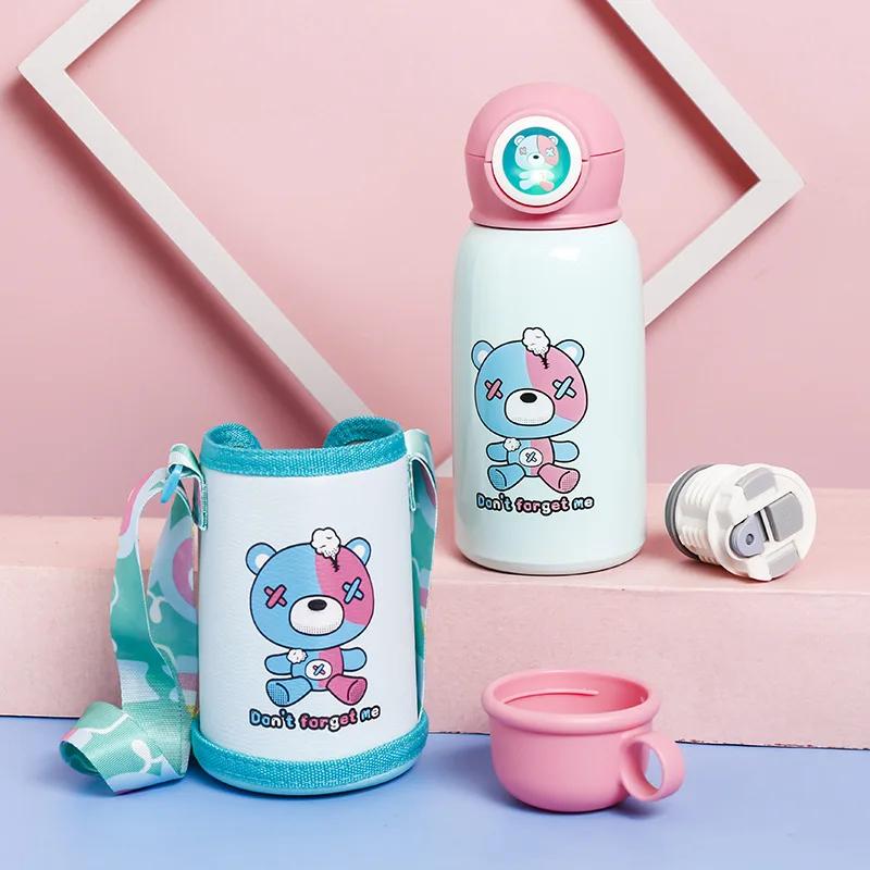 

Мультяшна дитяча соломинка для води Чашка для води на ремінці Підстрибуюча чашка Дитяча вакуумна подвійна кришка Двошарова термос з нержавіючої сталі 500ml