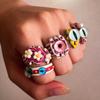 Geometric Demon Eye Ring Y2K Macaron Color Ring Creative Exaggerated Ring  Couple