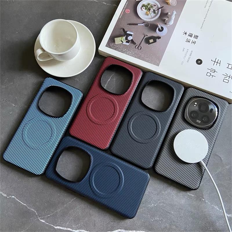 Case For Honor Magic 7 Pro 6 6Pro 5G Magnetic Skin Striped Phone Back Cover For Magic6 7Pro Protect Shell Shockproof Bumper