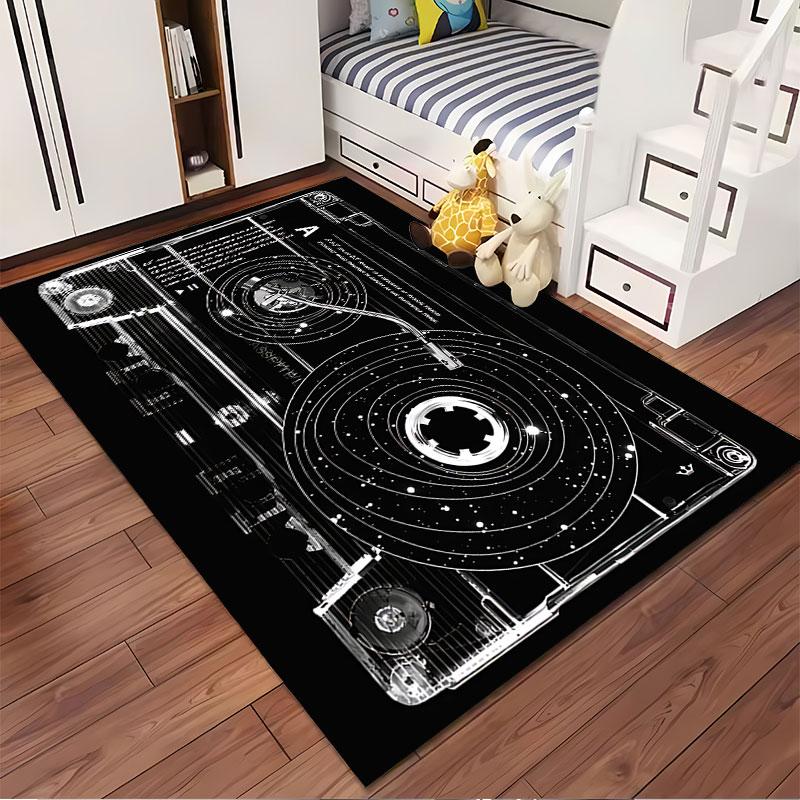 Cassette Tape and Turntable Design suitable as a non-slip mat for the living room or bedroom sofa