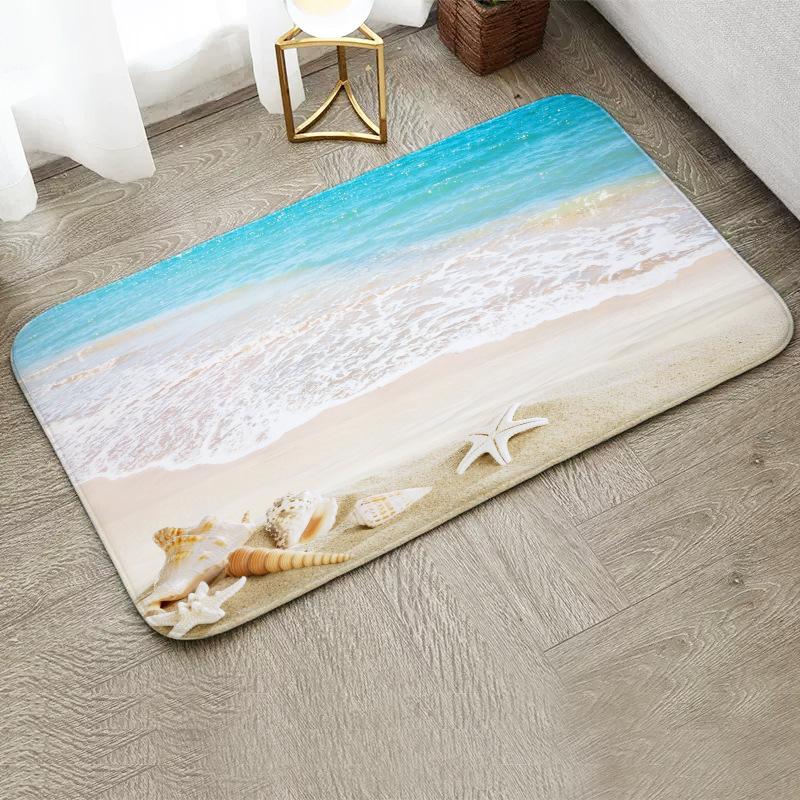 Fun Starfish Shark Beach Ocean Elements Welcome Floor Mat Entrance Doormats Kitchen Rug Home Decor Anti-slip Washable Carpet