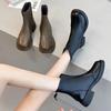 Female Short Shoes Elegant With Medium Heels Round Toe Waterproof Booties Designer Luxury Boot New In Chic Women's Ankle Boots