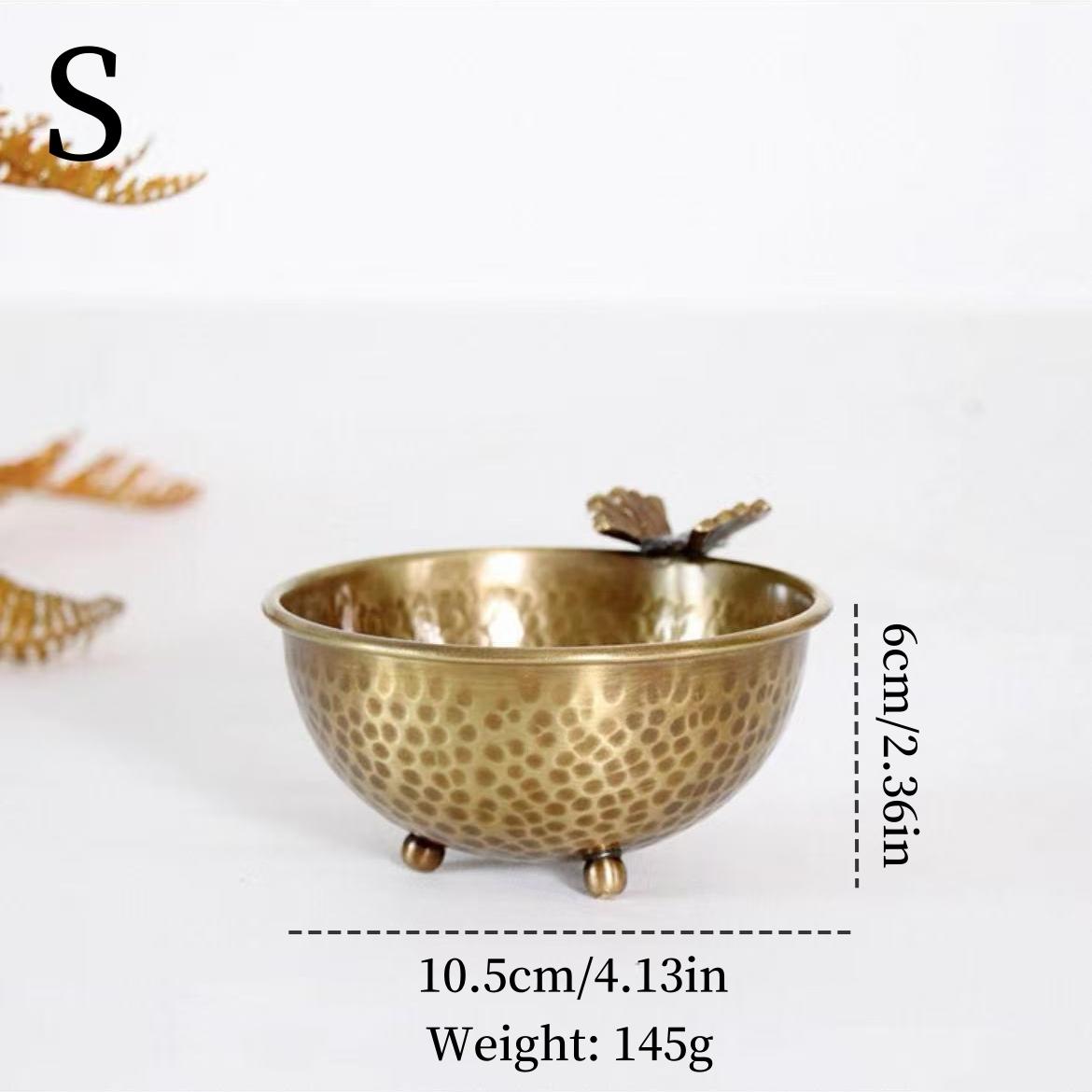 

Round Shape Brass Fruit Tray,Retro Engraving Butterfly Accessories Hammer Texture Home Cheese Plate,Snack Disc Table Decoration