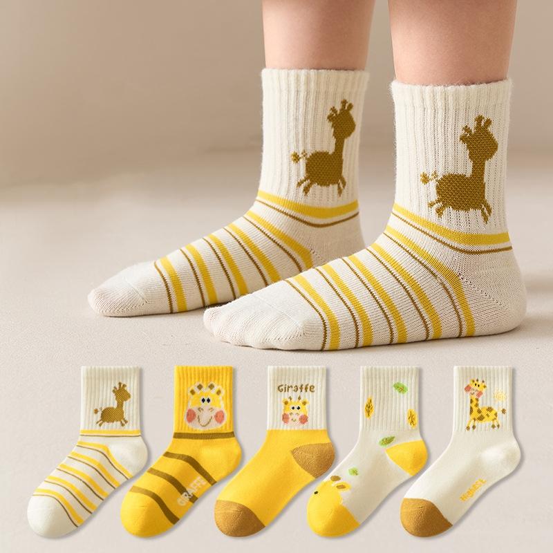 

5Pairs/set Kids Socks Newborn Baby Boys Girls Yellow Giraffe Cute Short Sock Cotton Toddler Cartoon Soft Children s Sports Socks S фиолетовый