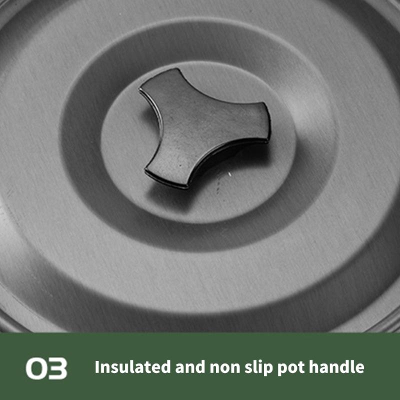 Outdoor Camping Cookware with Lid and Folding Handle Portable Camping Cook Pots Aluminum Alloy Camping Cookware