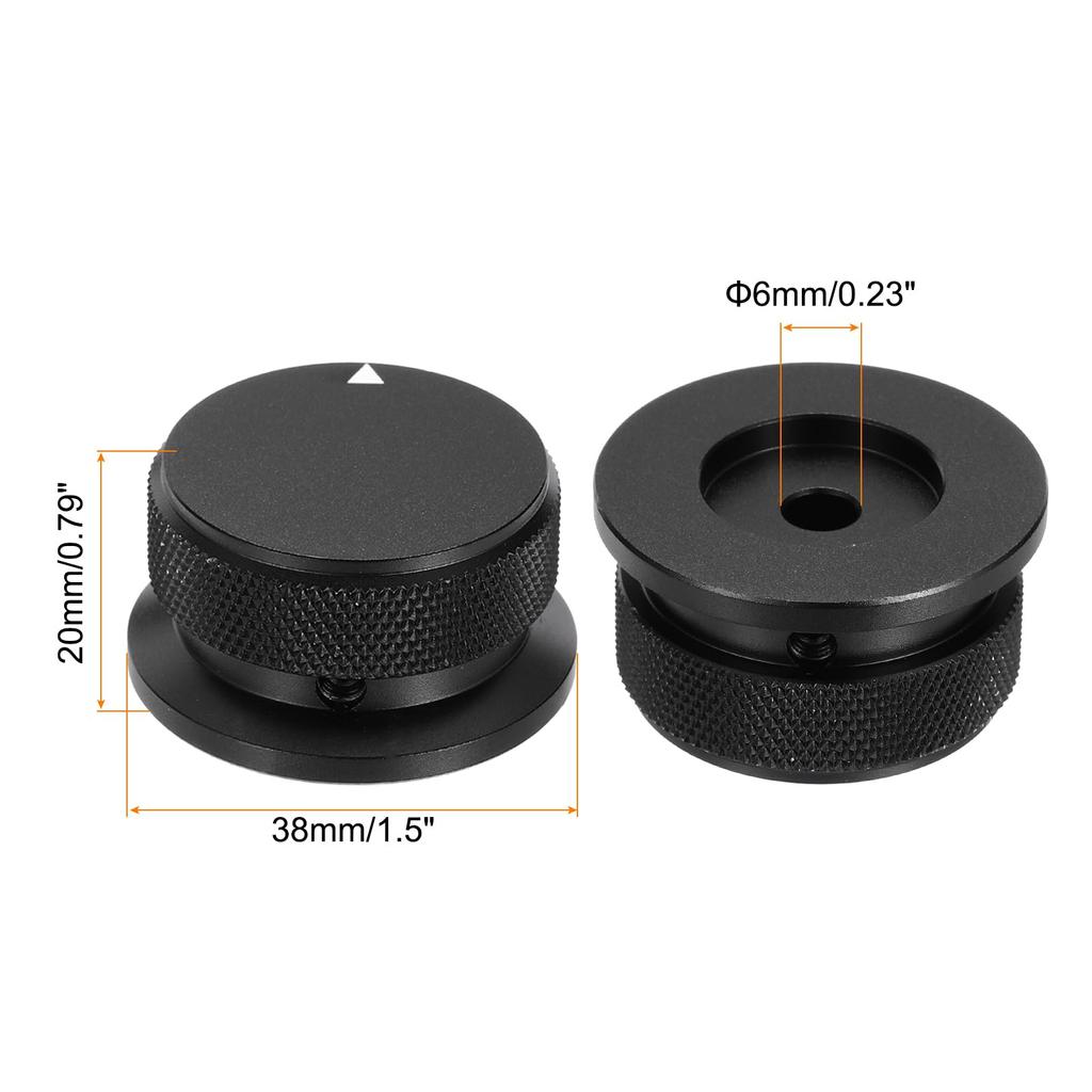 uxcell Aluminum Potentiometer 6mm Universal Volume Tone Control Knob with Arrow Indicator for Guitar and Bass 2-Piece Knob,