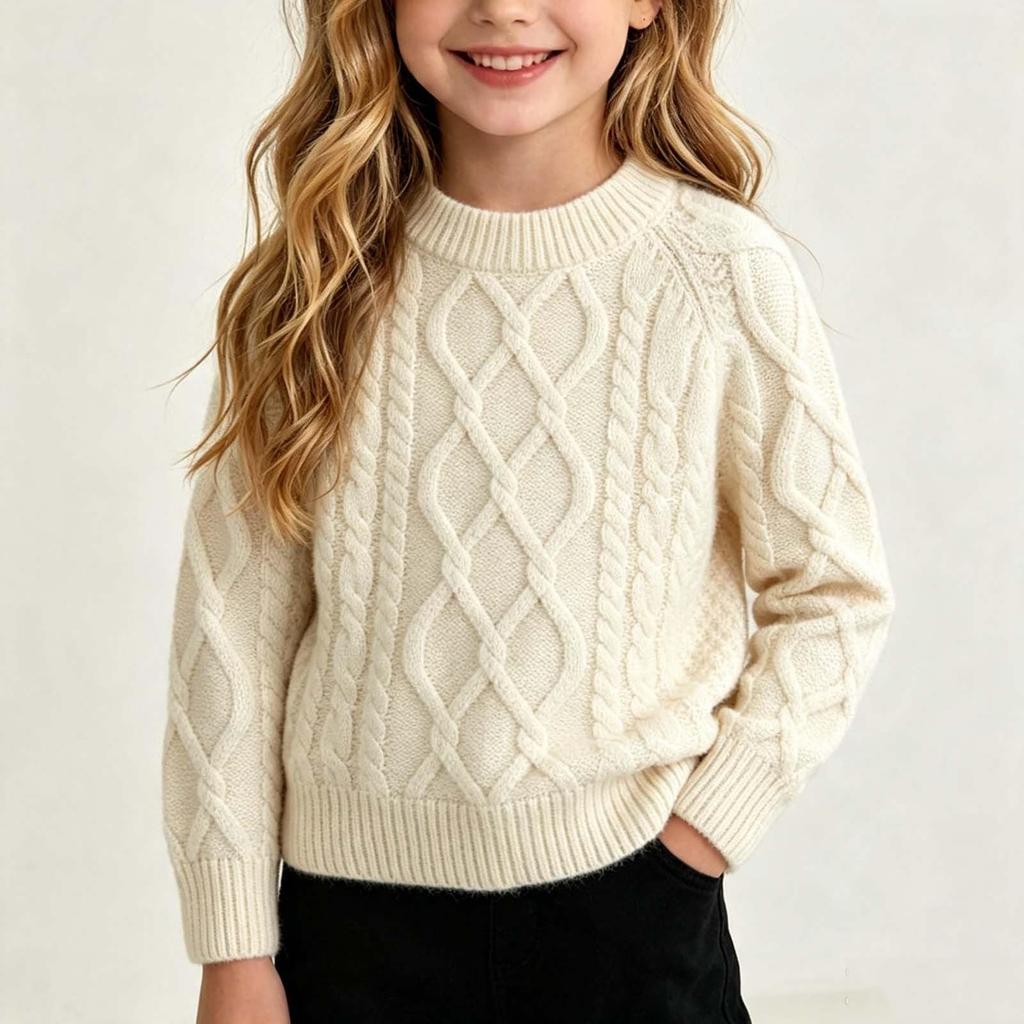 Kids Color Cotton Pullover Neck Sweater for Boys and Girls