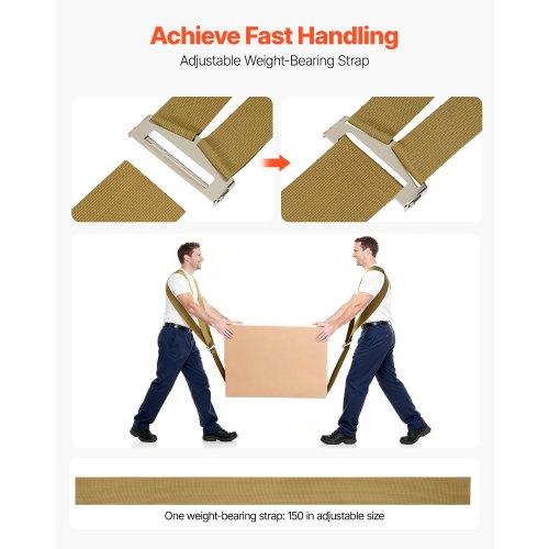 VEVOR Moving Straps, Supports up to 453.6 kg, 2-Person Lifting and Moving System with 2 Harness Straps & 1 Load-bearing Strap