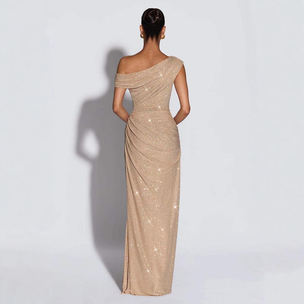 2025 European & American Sleeveless Slim-Fit Rhinestone Evening Gown