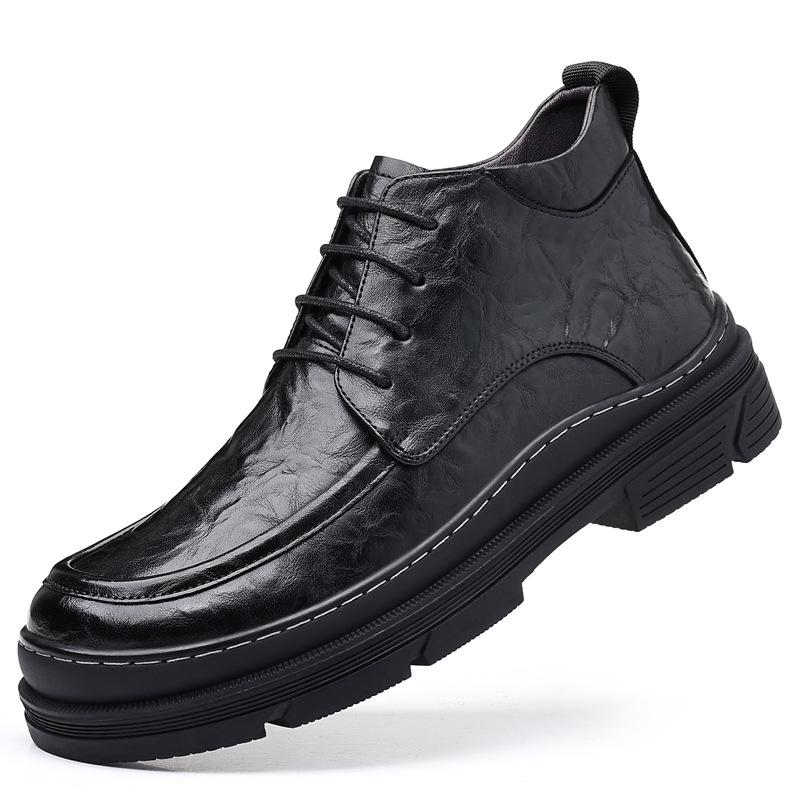 

Осень и зима новые повседневные бархатные теплые кожаные мужские хлопковые туфли высокие сноубутсы мужская обувь тренд 38