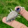 925 Silver Fossil Coral Gemstone Tanzanite Quartz Root Chakra Engagement Pendant
