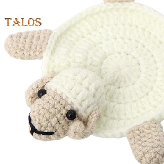 Knitted Turtle Coaster Adorable Crochet Cup Mats Heat-Resistant Absorbent Table Placemats Non-Slip Sheep Drink Coasters for Kitchen Office