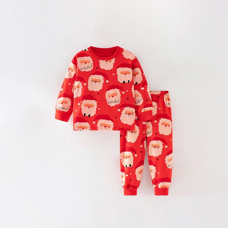 

Kids Pure Cotton Red Pajamas Spring & Fall New Arrival Long Sleeves Baby Homewear Suit Children s Autumn Clothes Long Pants Two-piece Set