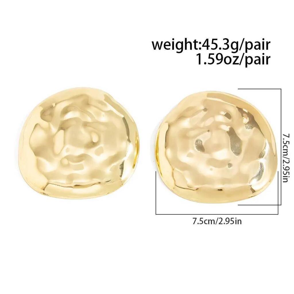 SHIXIN Exaggerated Glossy Large Round Stud Earrings for Women Punk Geometry Irregular Gold Color Earrings Fashion Party Jewelry