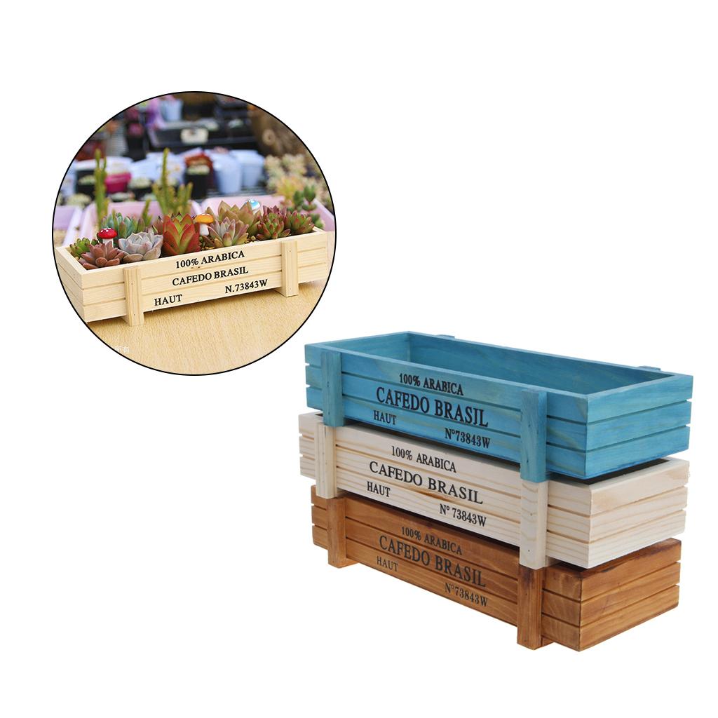 Garden Plant Pot Decorative Vintage Succulent Wood Boxes Crates Rectangle Wood Planters Flower Pot Gardening Decorations