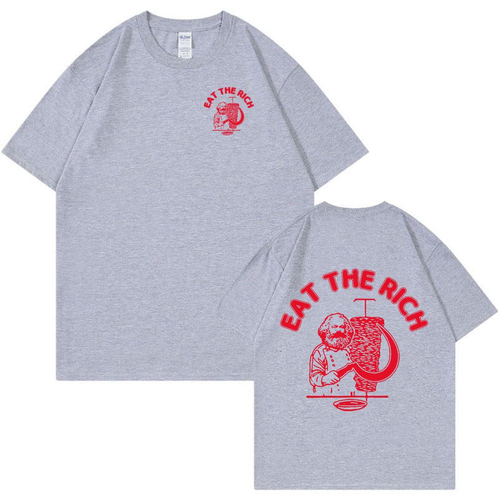 Funny Eat The Rich Doner Kebab T-Shirt Men's Cotton Casual Short Sleeve T-shirts Fashion Vintage Tee Shirt Oversized Streetwear