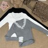 2024 Women's Slim Lace Patchwork Sweater: Elegant, High-End Autumn/Winter Style