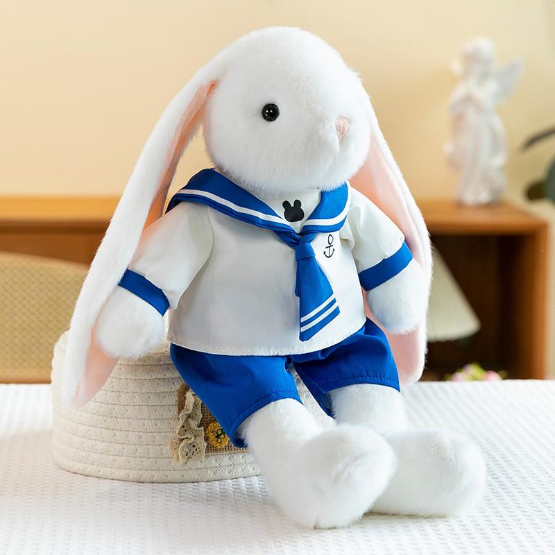 

Cartoon Rabbit Navy Sailor Uniform Animal Stuffed Plush Toys Doll Birthday Gift Mens,35cm