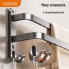 Cobbe No-Punch Wall-Mounted Gunmetal Grey Space Aluminum Towel Rack with Hooks