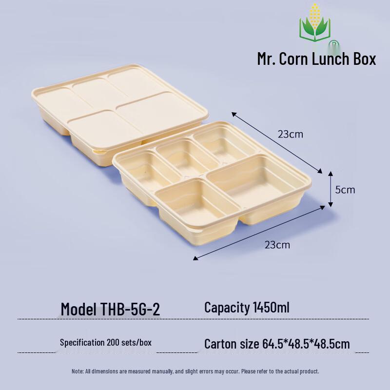 Mr. Corn 5-Compartment Biodegradable Bento Box