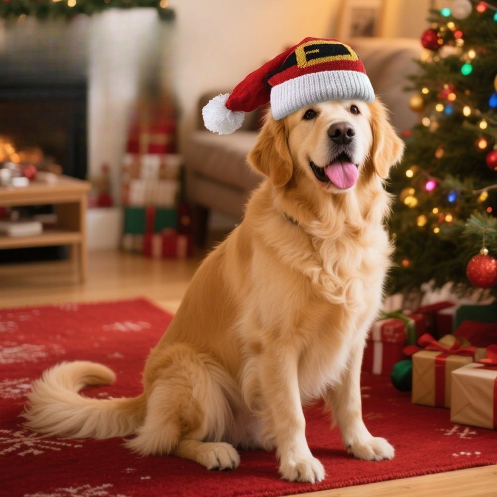 Pet Red Hat Christmas New Year Holiday Celebration Autumn and Winter Protection New Cute Pet Hat