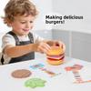 1pc Wooden Hamburger Pretend Play Stacking Game Food Theme Matching Toy with Pattern Cards Suitable for Children Ages 3+