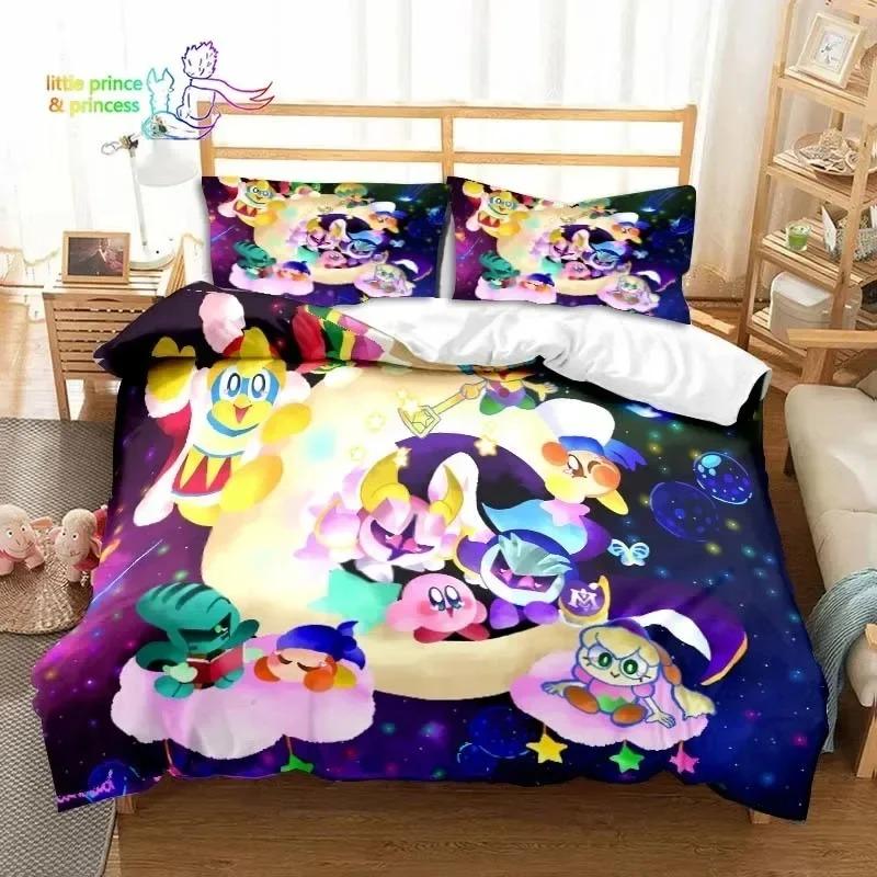 3D Design Printed Kawaii Cartoon Kirbys Bed Ensemble Single Size Single Size Full Queen Dimension King Dimension Size Bed Kit Adult Kid Bedroom