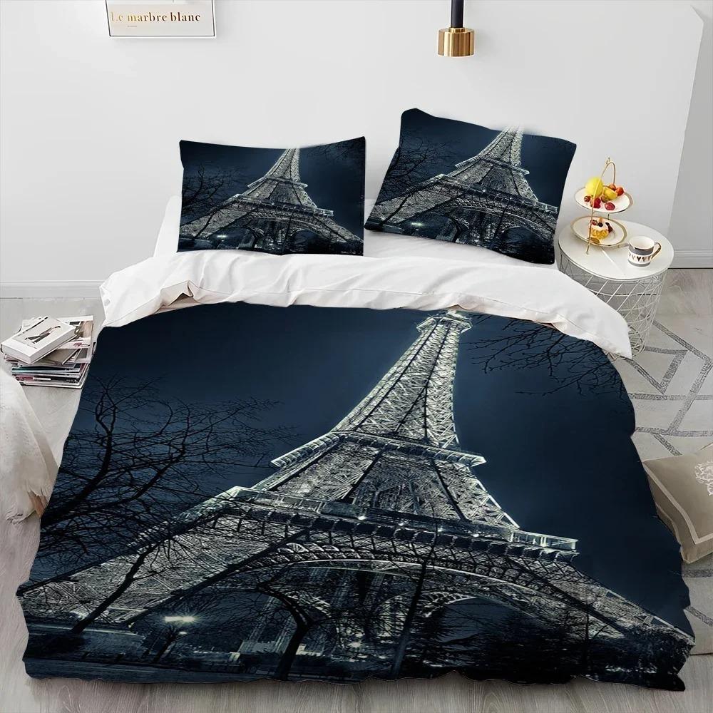 France Paris Eiffel Tower Romantic Comforter Bedding CollectionDuvet Cover Bed Collection Quilt Cover PillowcaseKing Queen Size Bedding Collection