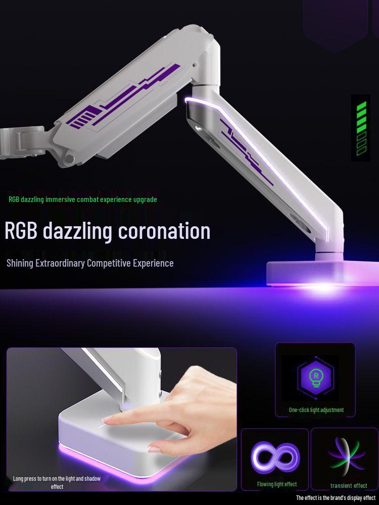 49" Ultraširoký Stojan na Monitor s Pneumatickým Ramenem, Instalace Bez Vrtání, RGB Osvětlení, E-sportovní Edice