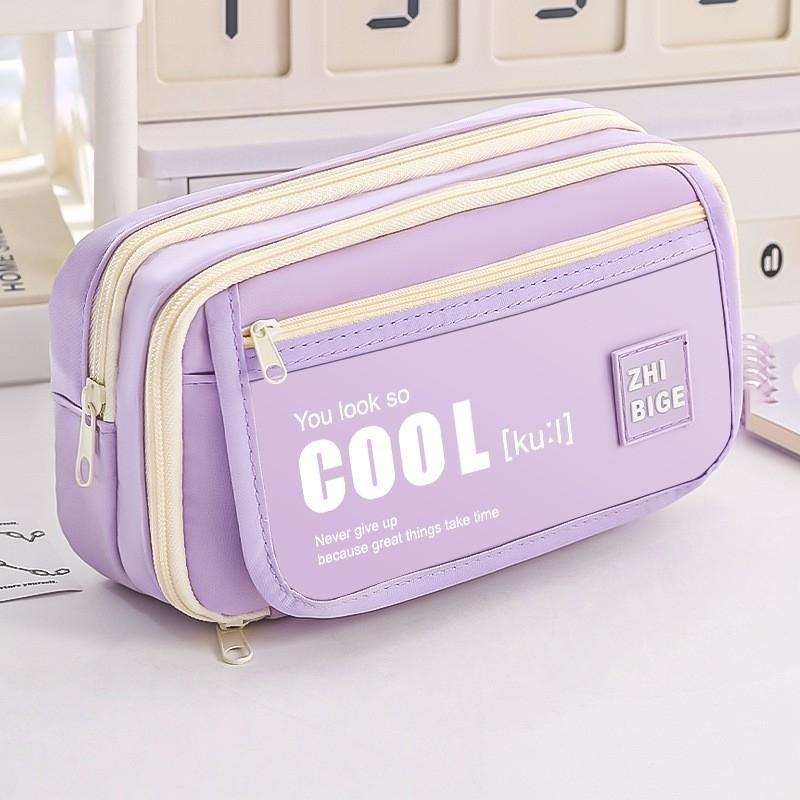 Pencil Case - Flip Cover Large Capacity Aesthetic Pencil Pouch with Zipper Mesh Stationery Organizer Pen Pouch