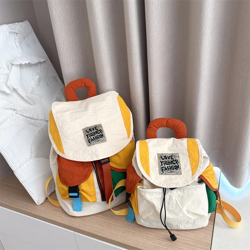 Letter Pattern Outdoor Leisure Parent Child Backpack With Nylon Material For School Use