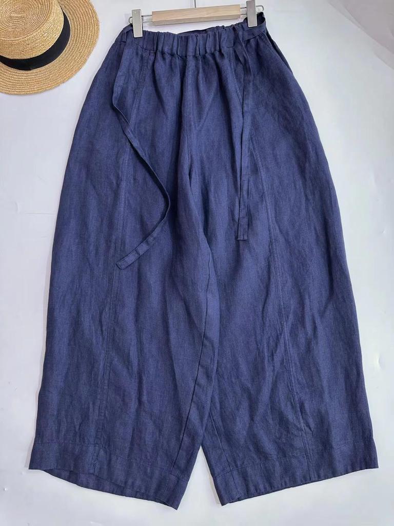 2026 Spring Casual Linen Trousers: Wide-Leg, Versatile, Comfortable with Built-in Laces