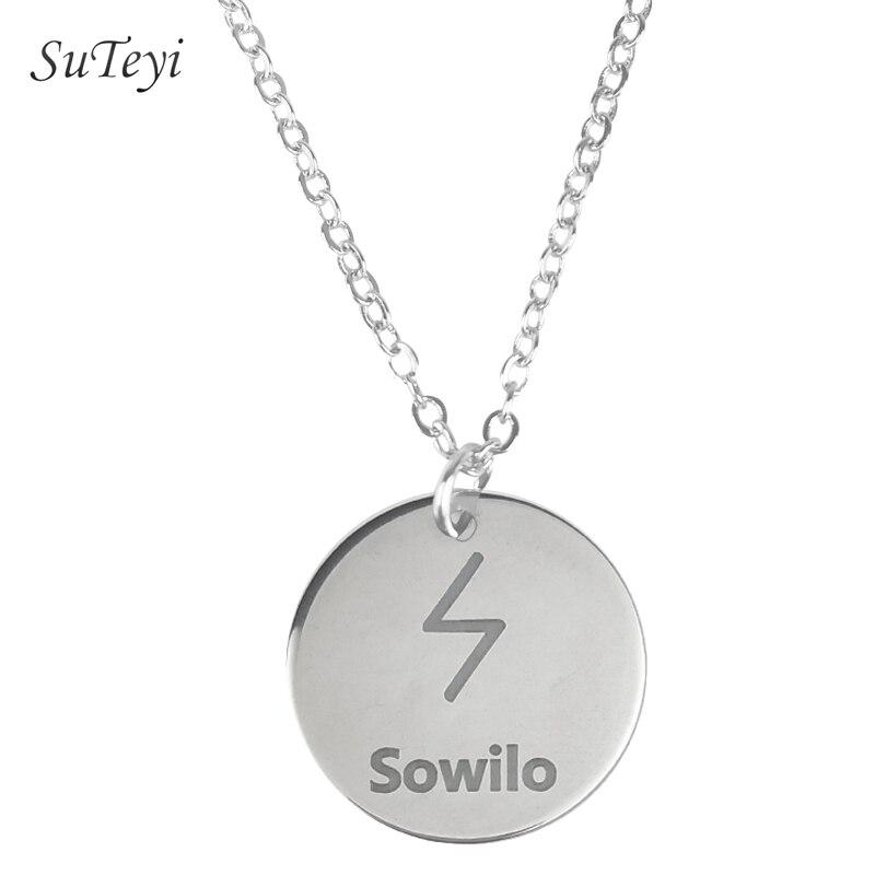 New Style 25 Style Rune Letters Viking Necklaces & Pendants Stainless Steel Material Statement Necklace Women Jewelry
