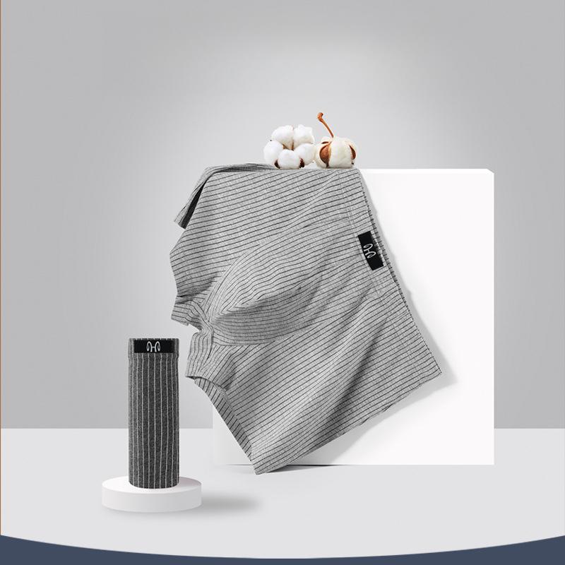 4pcs Men's Underwear Flat Leg Pants Mid Waist Plus Size Four Corner Pants Breathable Linear Shorts Boxer Brief