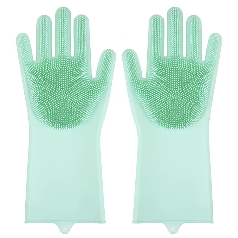 Dishwashing Cleaning Gloves Magic Silicone Rubber Dish Washing Gloves for Household Sponge Scrubber Kitchen Cleaning Tools