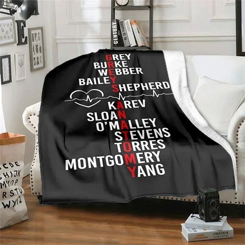 TV Figures G-Grey's Anatomy Throw Blanket Soft Flannel Thin Blankets for Bed Sofa Cover Bedspread Picnic Cooling Gift Home Deco