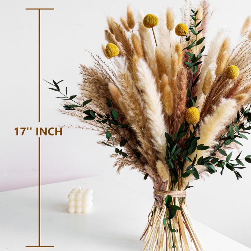 Bohemian dried flower bouquet, wall decoration, rustic style floral arrangement, creating ambiance for office and bedroom decor