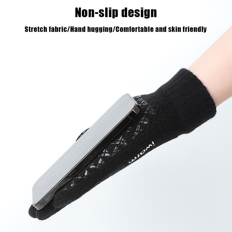 Men'S And Women'S Knitted Touch Screen Gloves Winter Outdoor Cold Protection Warm Plush Jacquard Gloves