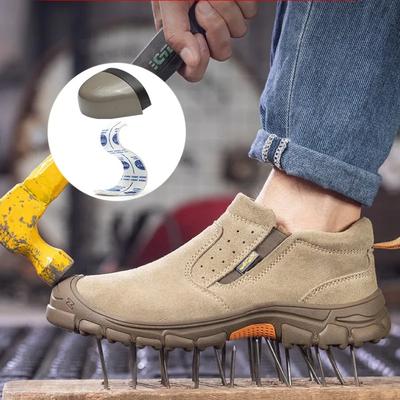 Fashion Safety Ankle Boots  Anti-puncture Work Boots Anti-smash Men Safety Shoes Suede Chelsea Boots Zip Soft Soled Sneakers Male Botas