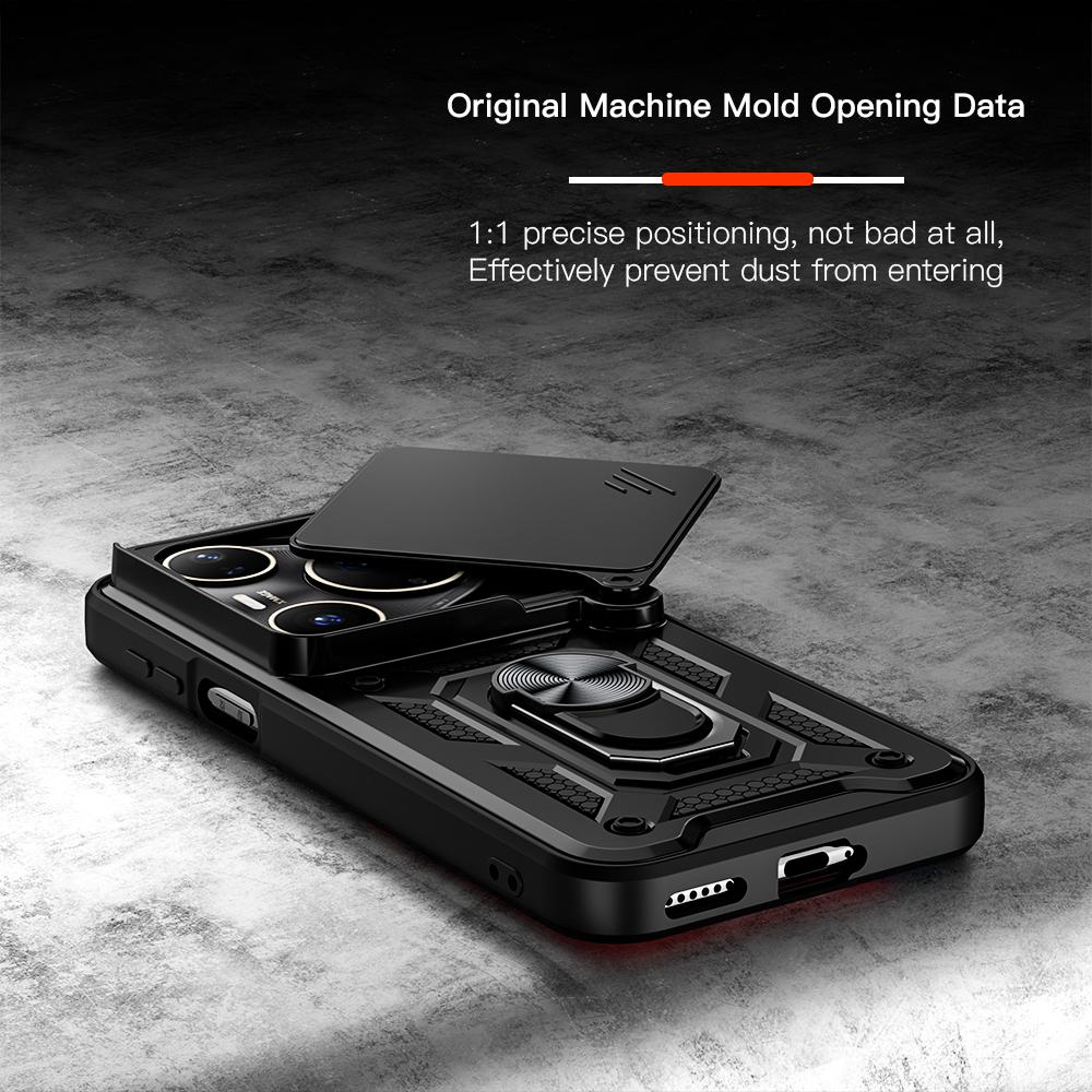 KEYSION Shockproof Case for Huawei Pura 80 Ultra Slide Camera Lens Protection Ring Stand Phone Cover for Huawei Pura 80 80 Pro