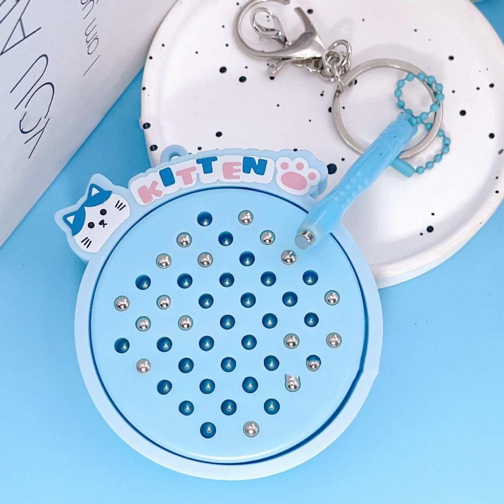 DIY Mini Funny Keychain Relaxing Toy Cartoon Cat Pendant Magnetic Drawing Board Keyring  Children