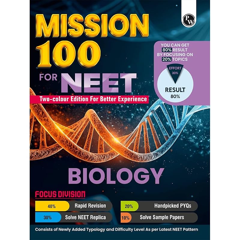 PW Mission 100 Biology For NEET UG 2026 Exams | Chapterwise Revision & Practice Based on 8020 Rule with Sample Papers and Handpicked Past Year Questi