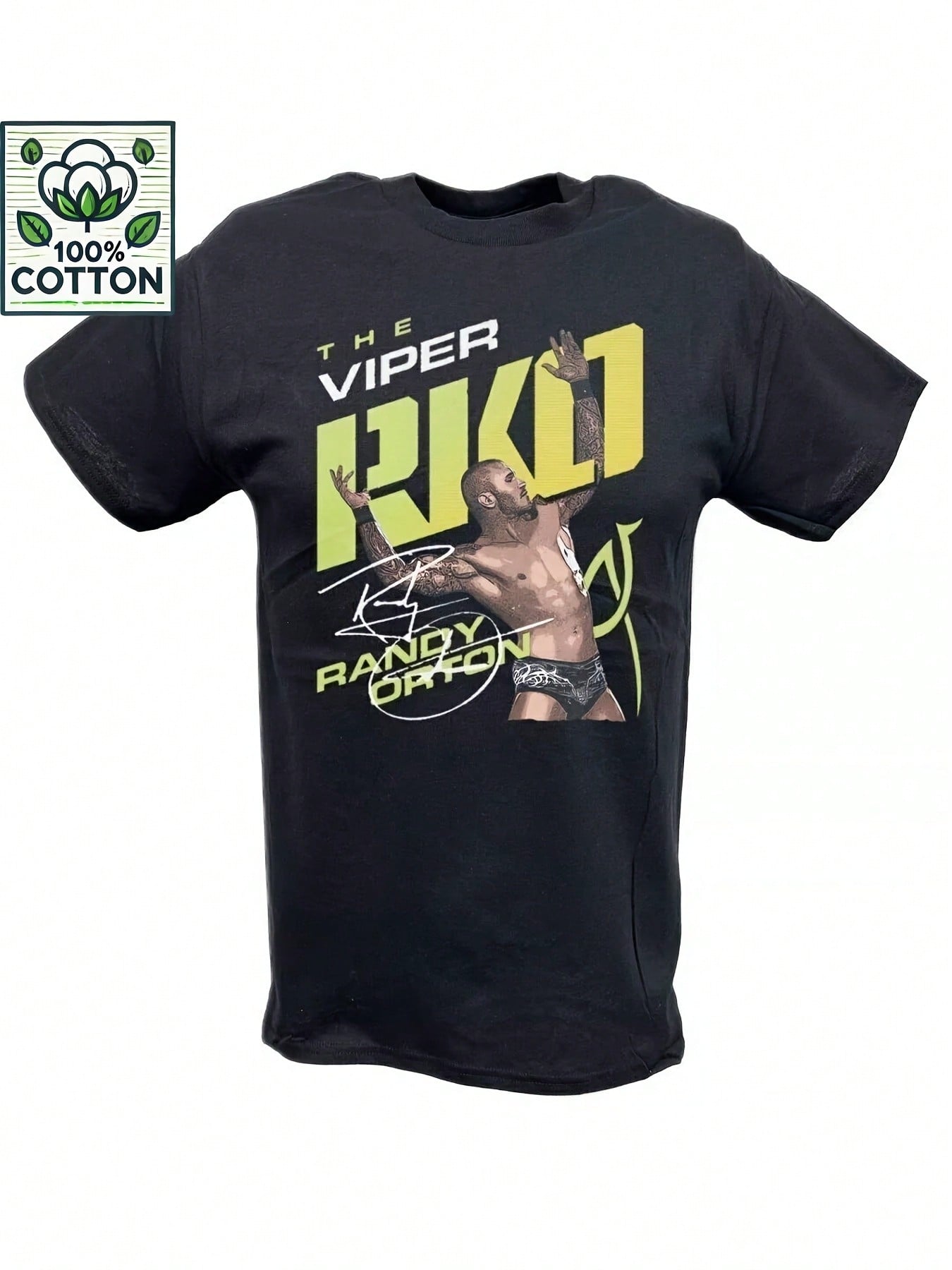 Randy Orton Viper RKO Pose Black TShirt  Retro Wrestling Graphic Tee with Vibrant Yellow White Design 100 Cotton Regular Fit S
