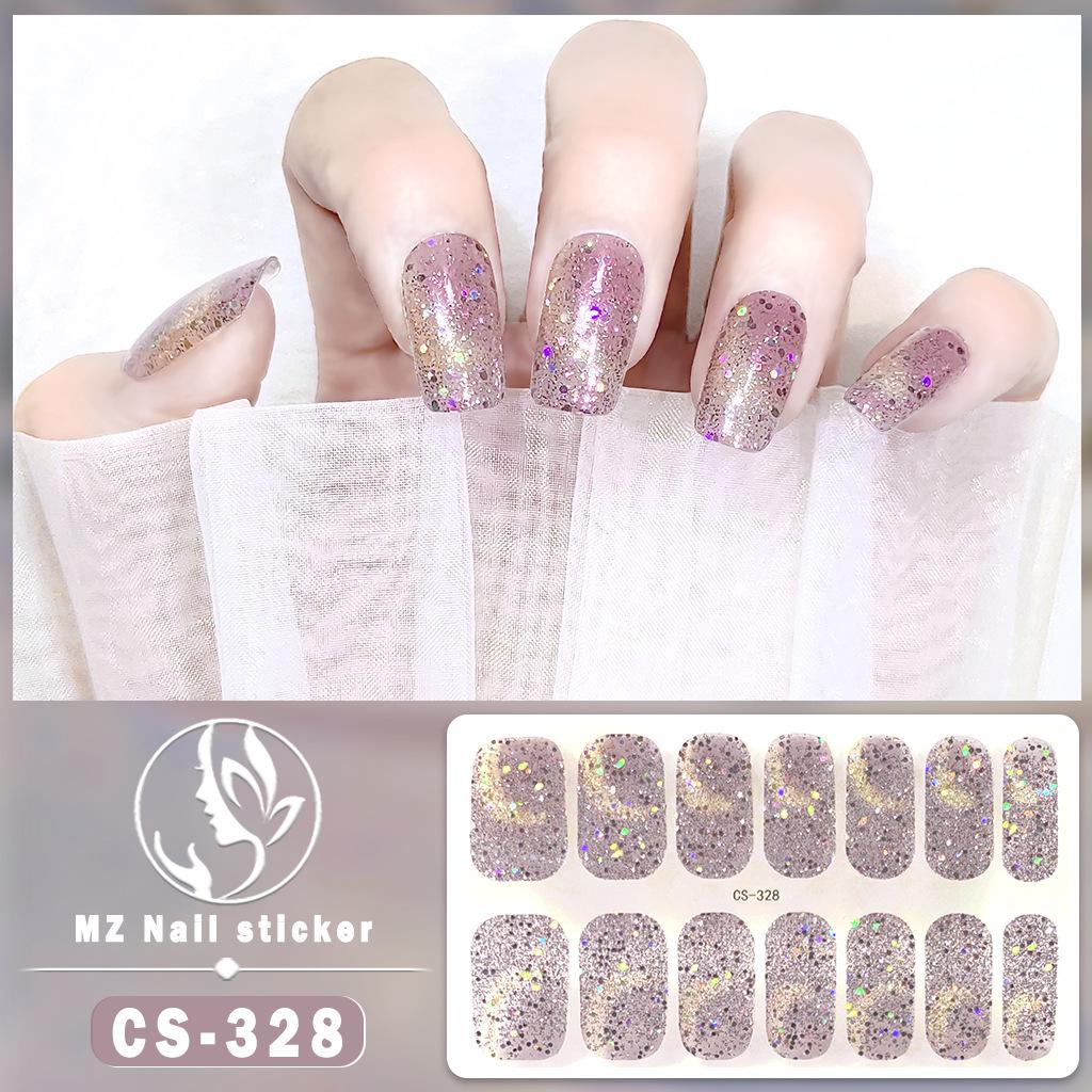 CS Waterproof No-Bake Gel Nail Polish: Full-Cover Korean-Style Multi-Color Glitter Nail Art Stickers