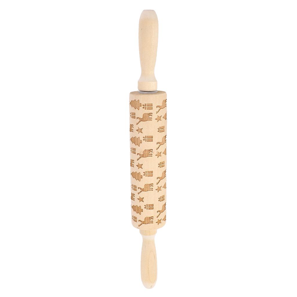 Wooden Rolling Pin Multifunctional Embossed Cook Classic Rolling Pin for Baking Fondant JM01674