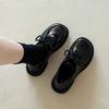 Platform Loafers Women's Spring and Autumn 2025 New Versatile College Black Single Shoes Lace-up British Style Small Leather Shoes